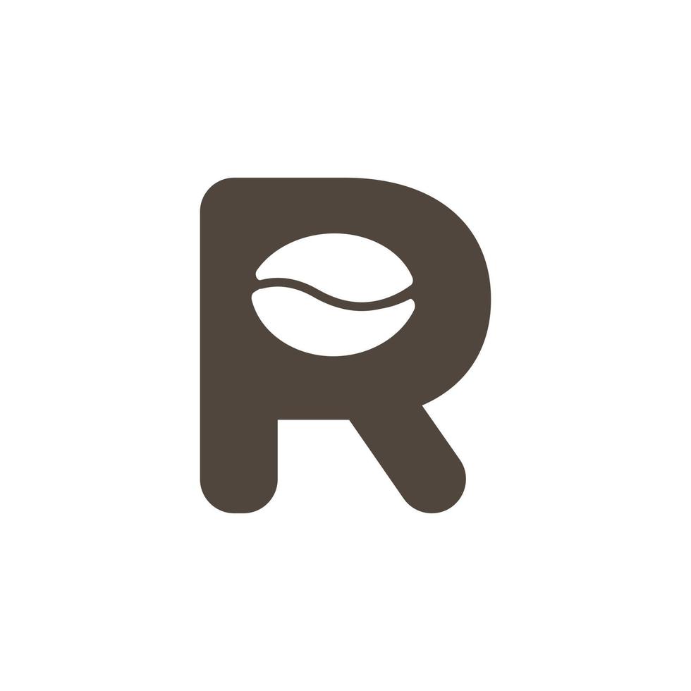 logo della caffetteria. lettera r con icona caffè spazio negativo all'interno. modello di disegno vettoriale