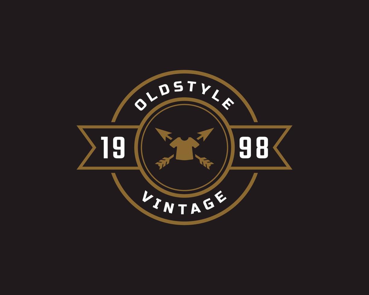 distintivo dell'etichetta retrò vintage classico per l'elemento del modello di design dell'emblema del logo di abbigliamento di abbigliamento vecchio stile vettore