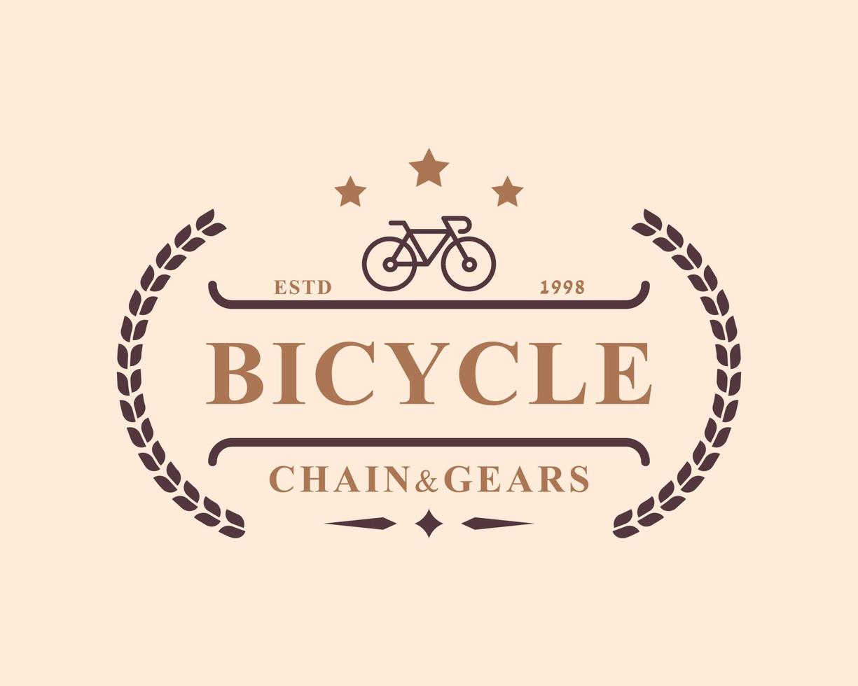 distintivo retrò vintage per la riparazione di biciclette e servizi negozio logo emblema design simbolo vettore