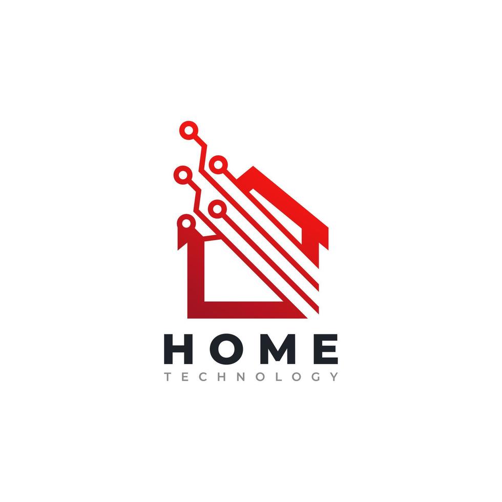 logo domestico digitale. casa combinata con l'illustrazione vettoriale dell'icona della tecnologia