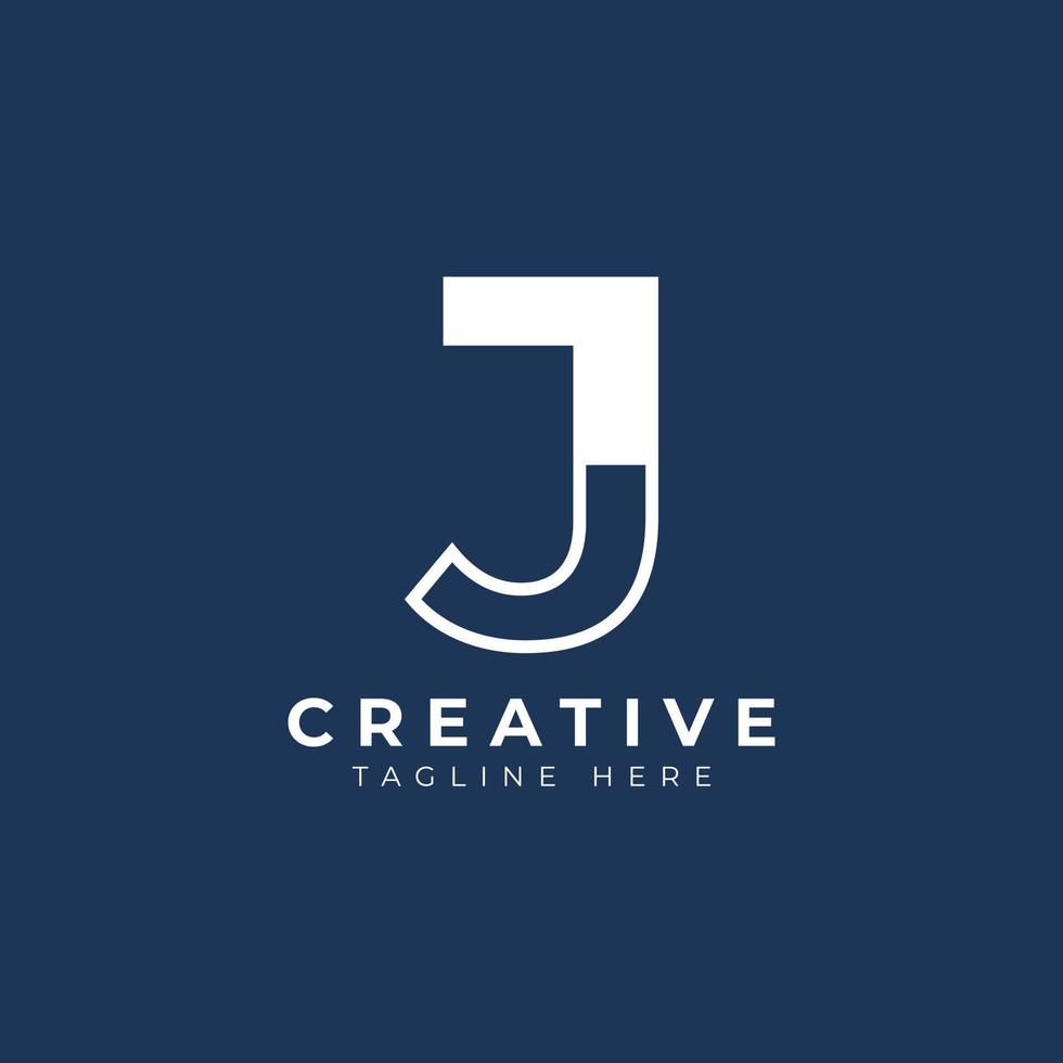 design creativo del logo della lettera iniziale j. stile della linea del cerchio di forma bianca. utilizzabile per loghi aziendali e di branding. elemento del modello di idee per il design del logo vettoriale piatto.
