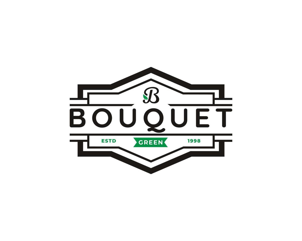 lettera iniziale b e foglia per ispirazione per il design del logo del bouquet vintage vettore