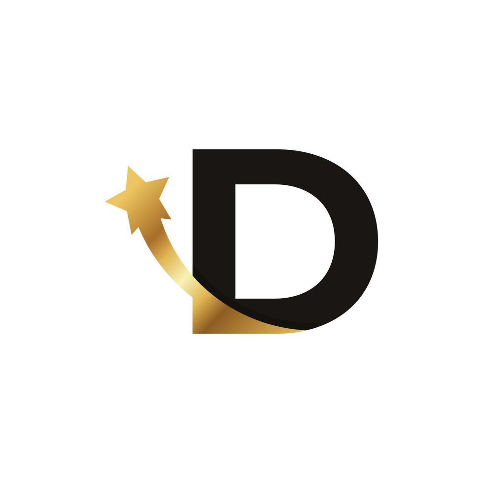 lettera iniziale d stella d'oro logo icona simbolo elemento modello vettore