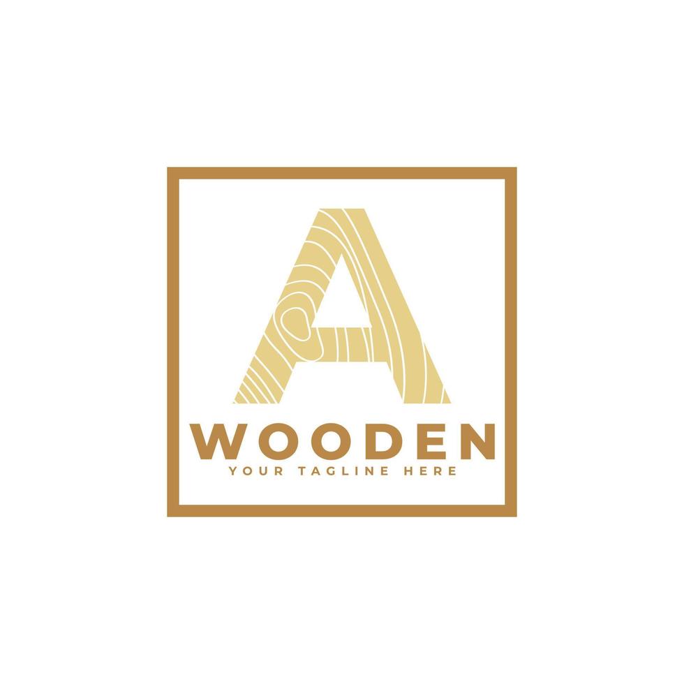 lettera a con struttura in legno e logo a forma quadrata. utilizzabile per loghi aziendali, architettura, immobiliare, edilizia e edilizia vettore