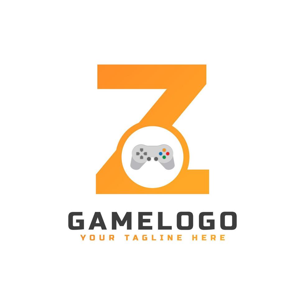 lettera iniziale z con icona della console di gioco e pixel per il concetto di logo di gioco. utilizzabile per loghi di applicazioni aziendali, tecnologiche e di avvio di giochi. vettore