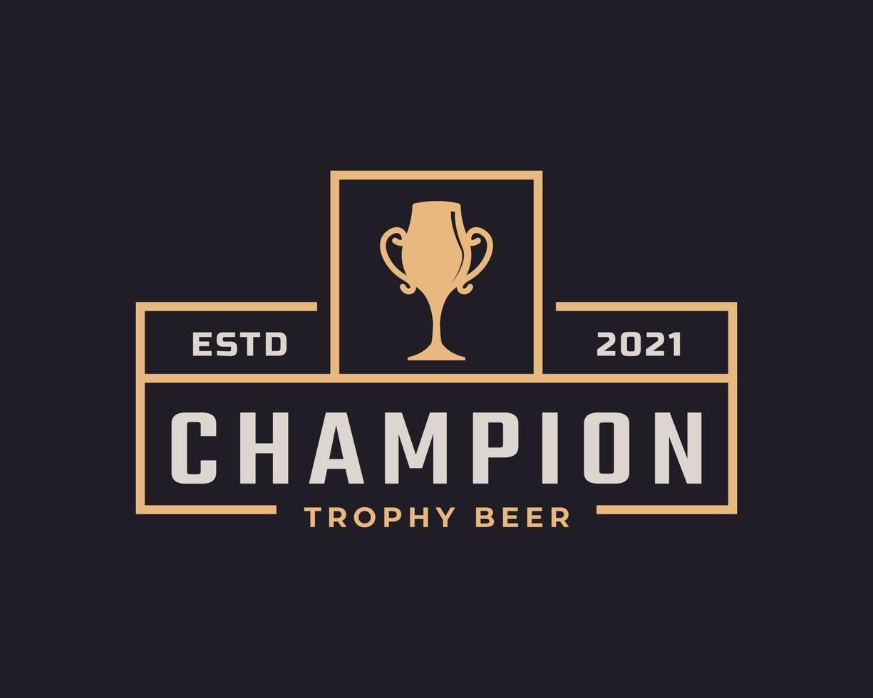 classica etichetta vintage distintivo emblema trofeo coppa birra per retrò sport bar caffetteria taverna logo design ispirazione vettore