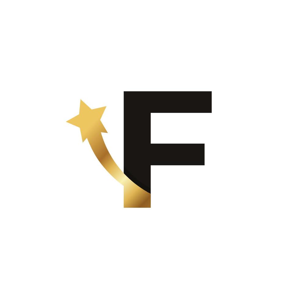 lettera iniziale f elemento del modello simbolo icona logo stella dorata vettore