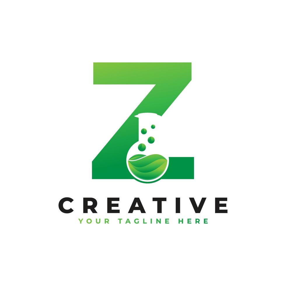 lettera z con logo di laboratorio astratto. utilizzabile per loghi aziendali, scientifici, sanitari, medici, di laboratorio, chimici e naturali. vettore