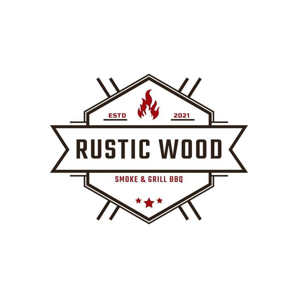 distintivo dell'etichetta retrò vintage classico per barbecue rustico, barbecue, ispirazione per il design del logo del timbro dell'etichetta del barbecue vettore