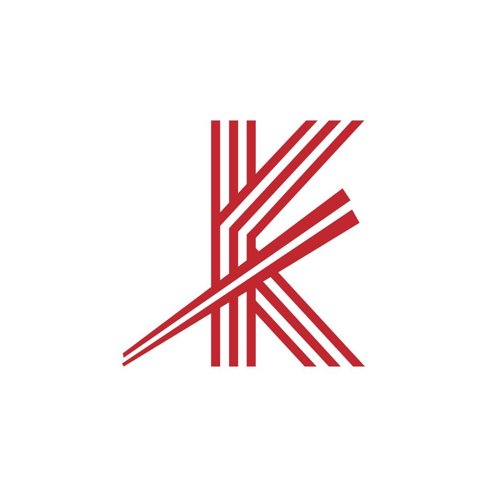 simbolo del logo di vettore di tagliatelle giapponesi della lettera k. adatto per l'ispirazione del logo di ristoranti giapponesi.