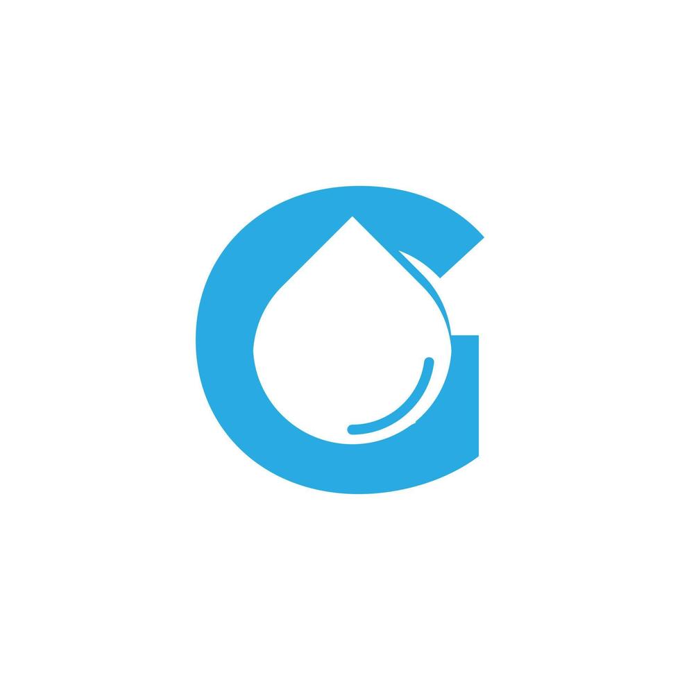 lettera iniziale g logo idro con elemento modello di design icona goccia d'acqua spazio negativo vettore