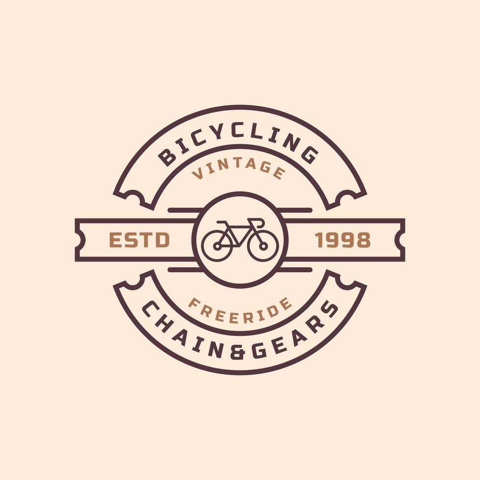 distintivo retrò vintage per la riparazione di biciclette e servizi negozio logo emblema design simbolo vettore