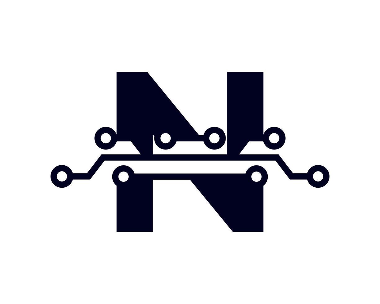 logo della lettera n. forma geometrica del modello di logo vettoriale futuristico. utilizzabile per loghi aziendali e tecnologici.