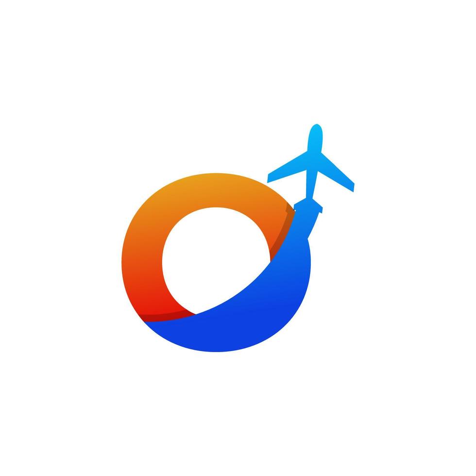 lettera iniziale o viaggio con elemento del modello di progettazione del logo di volo dell'aeroplano vettore