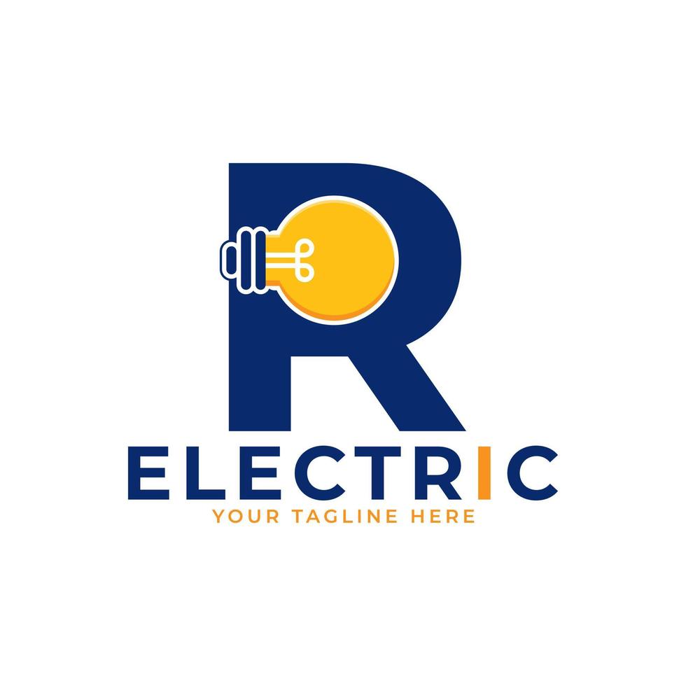 moderna lettera iniziale r smart lampadina logo design vettore icona grafica modello