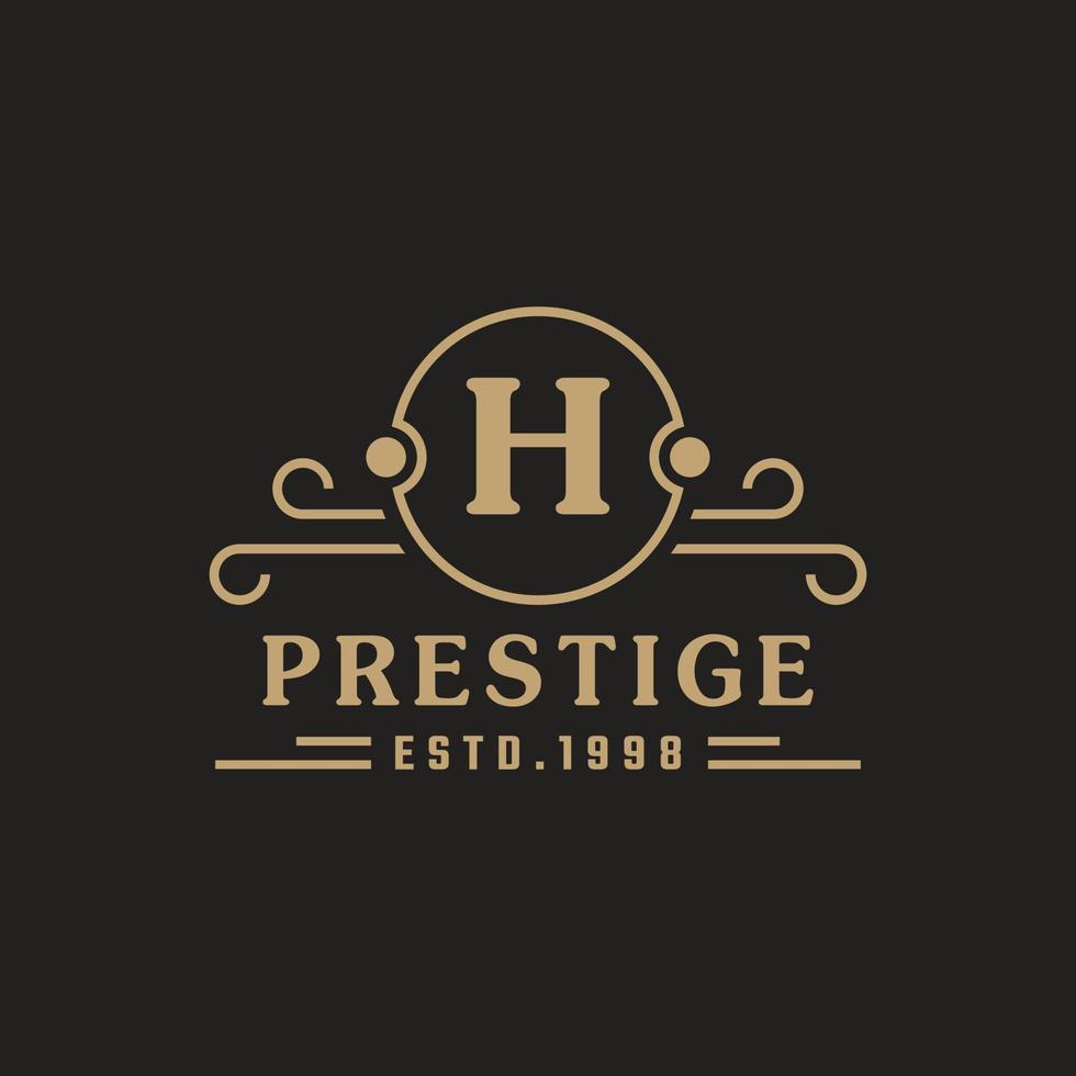 il logo di lusso della lettera h fiorisce con linee di ornamento calligrafiche eleganti. segno di affari, identità per ristorante, regalità, boutique, bar, hotel, araldico, gioielli e modello di progettazione del logo di moda vettore