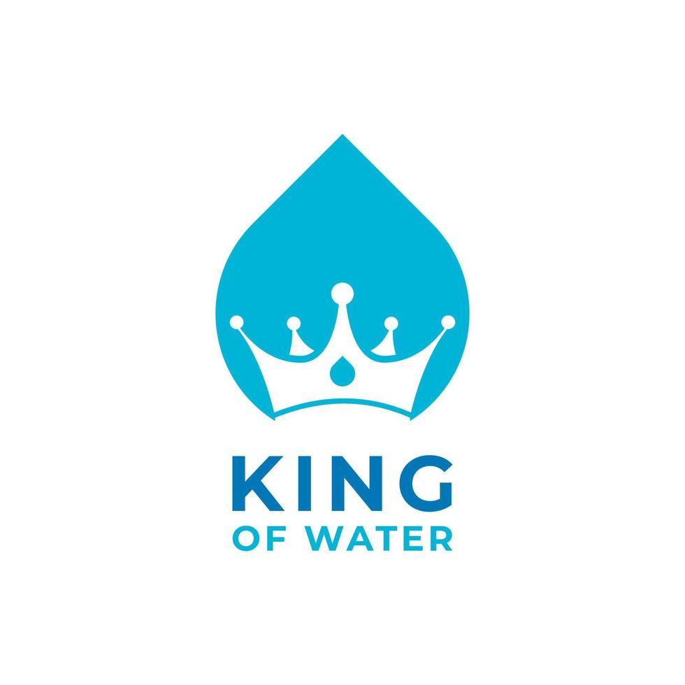 corona del re dell'oceano blu e onde del mare d'acqua per elemento del modello di progettazione del logo della nave barca vettore