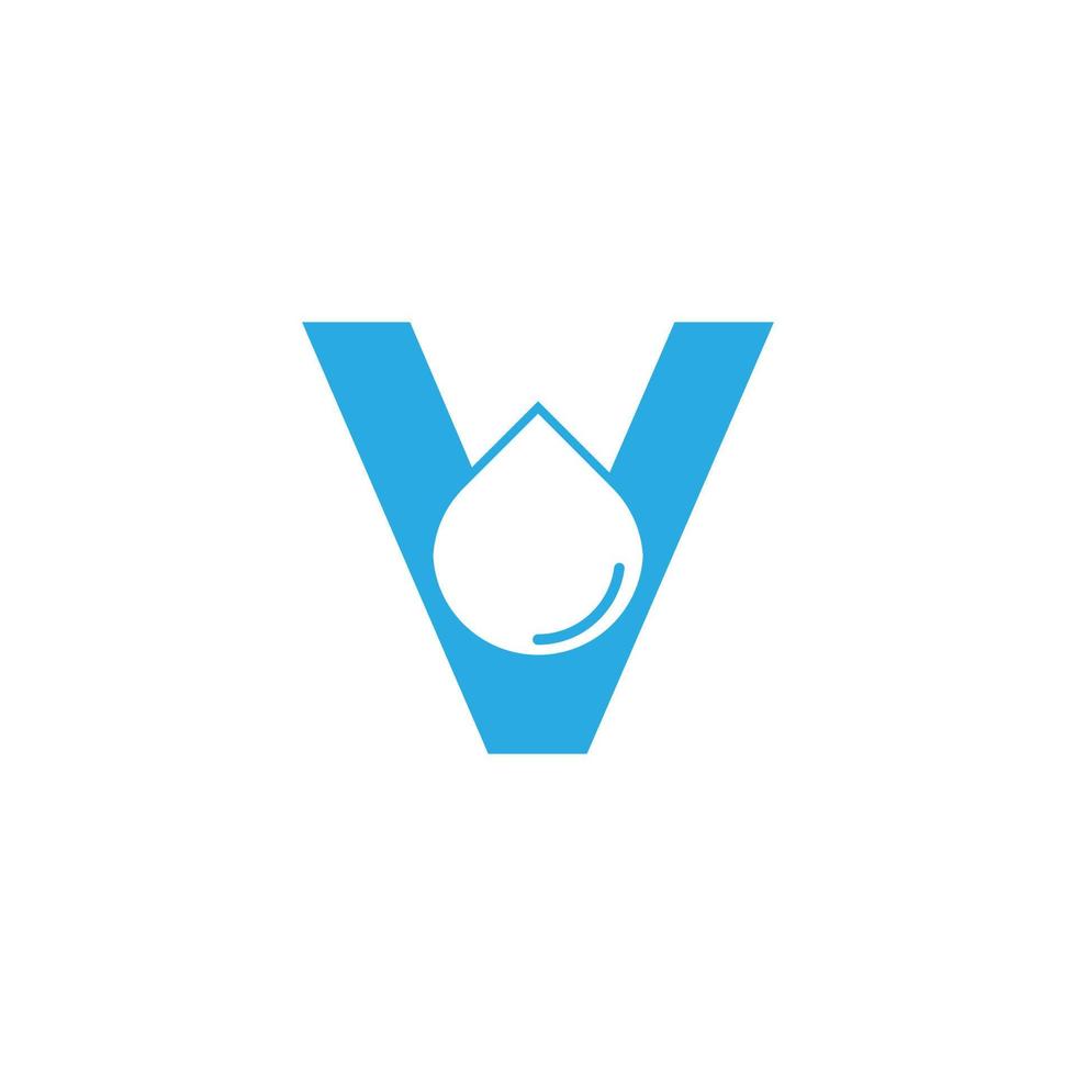 lettera iniziale v logo idro con elemento modello di design icona goccia d'acqua spazio negativo vettore
