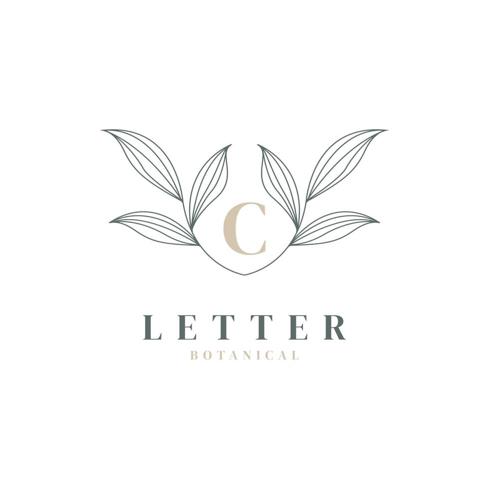 lettera iniziale c logo floreale e botanico. foglia naturale femminile per salone di bellezza, massaggi, cosmetici o simbolo dell'icona spa vettore