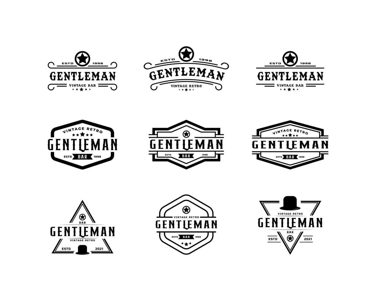 set di badge etichetta retrò vintage classico creativo per ispirazione per il design del logo di abbigliamento in tessuto da gentiluomo vettore