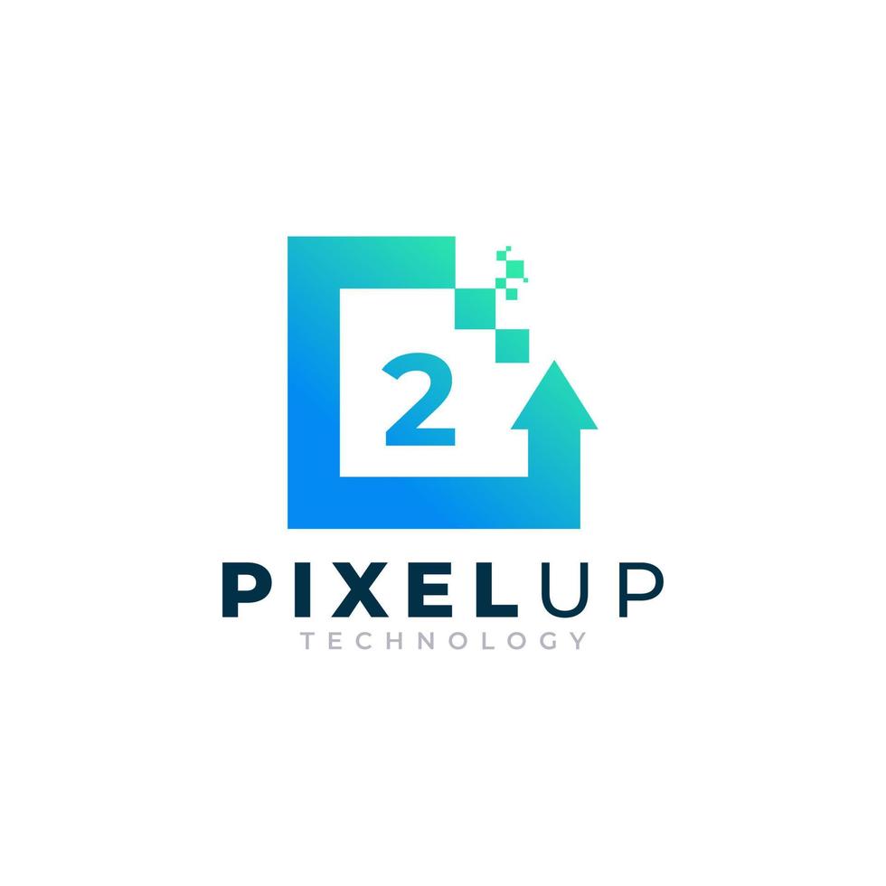 numero 2 con ispirazione per il design del logo pixel freccia vettore