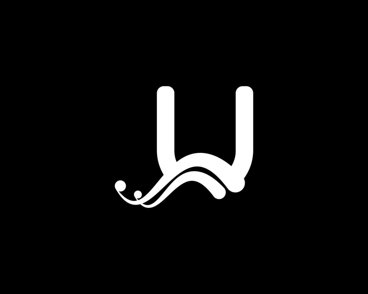 logo della lettera u della società con icona del liquido swoosh creativo in colore nero, elemento del modello vettoriale