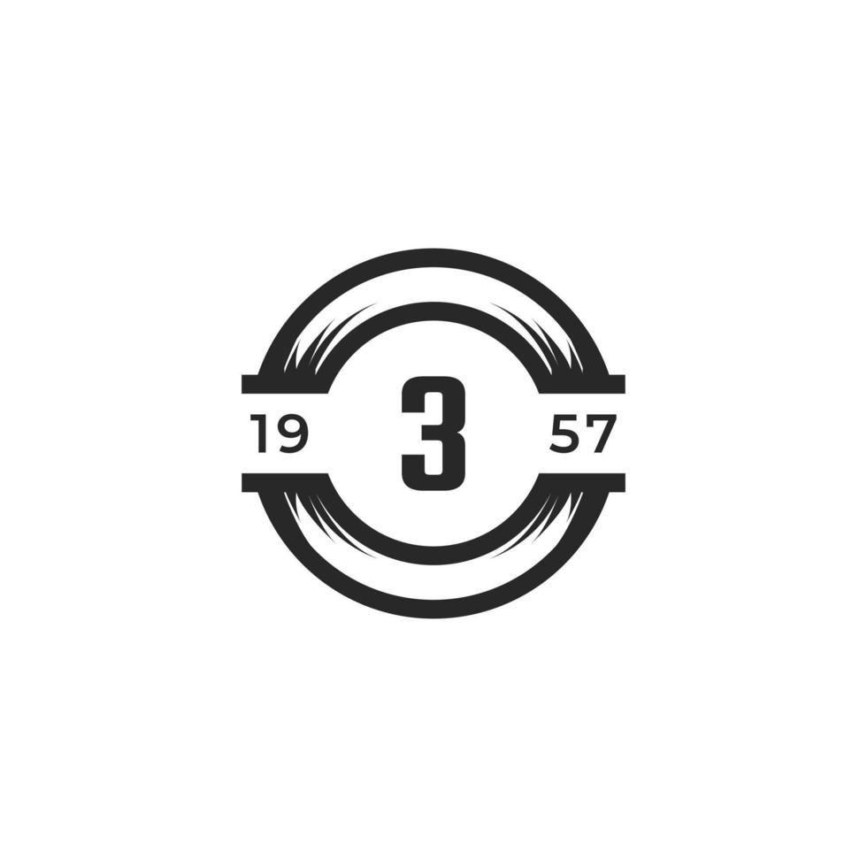 elemento del modello di progettazione logo numero 3 insegne vintage. adatto per identità, etichetta, badge, caffetteria, vettore icona hotel