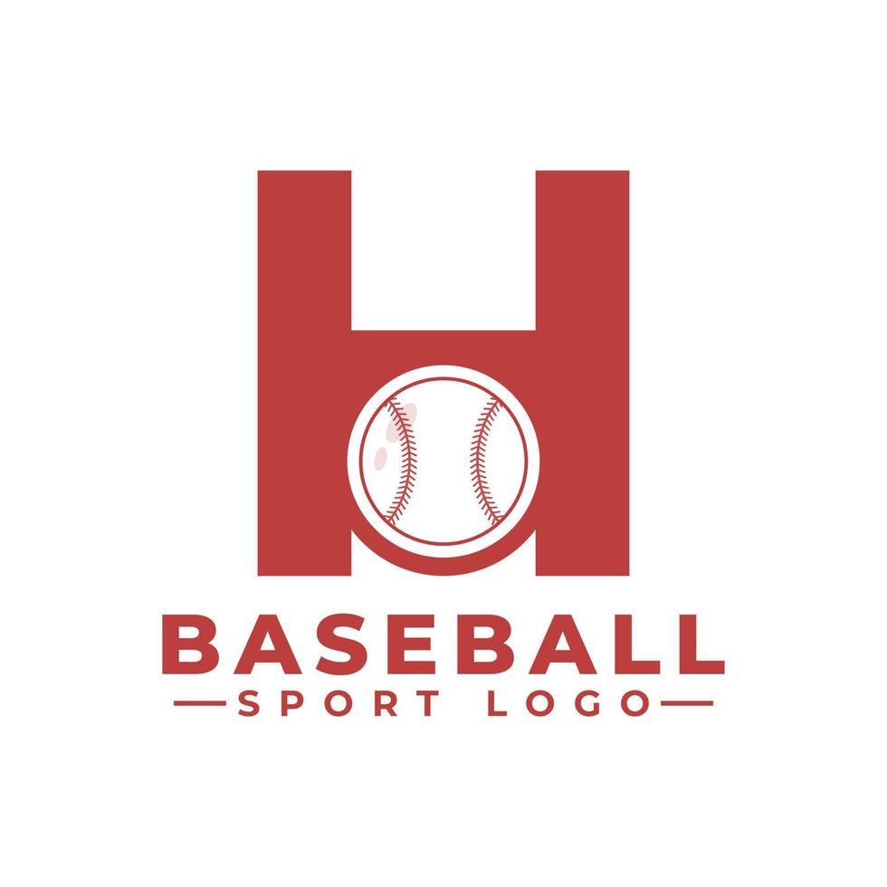 lettera h con logo da baseball. elementi del modello di progettazione vettoriale per la squadra sportiva o l'identità aziendale.