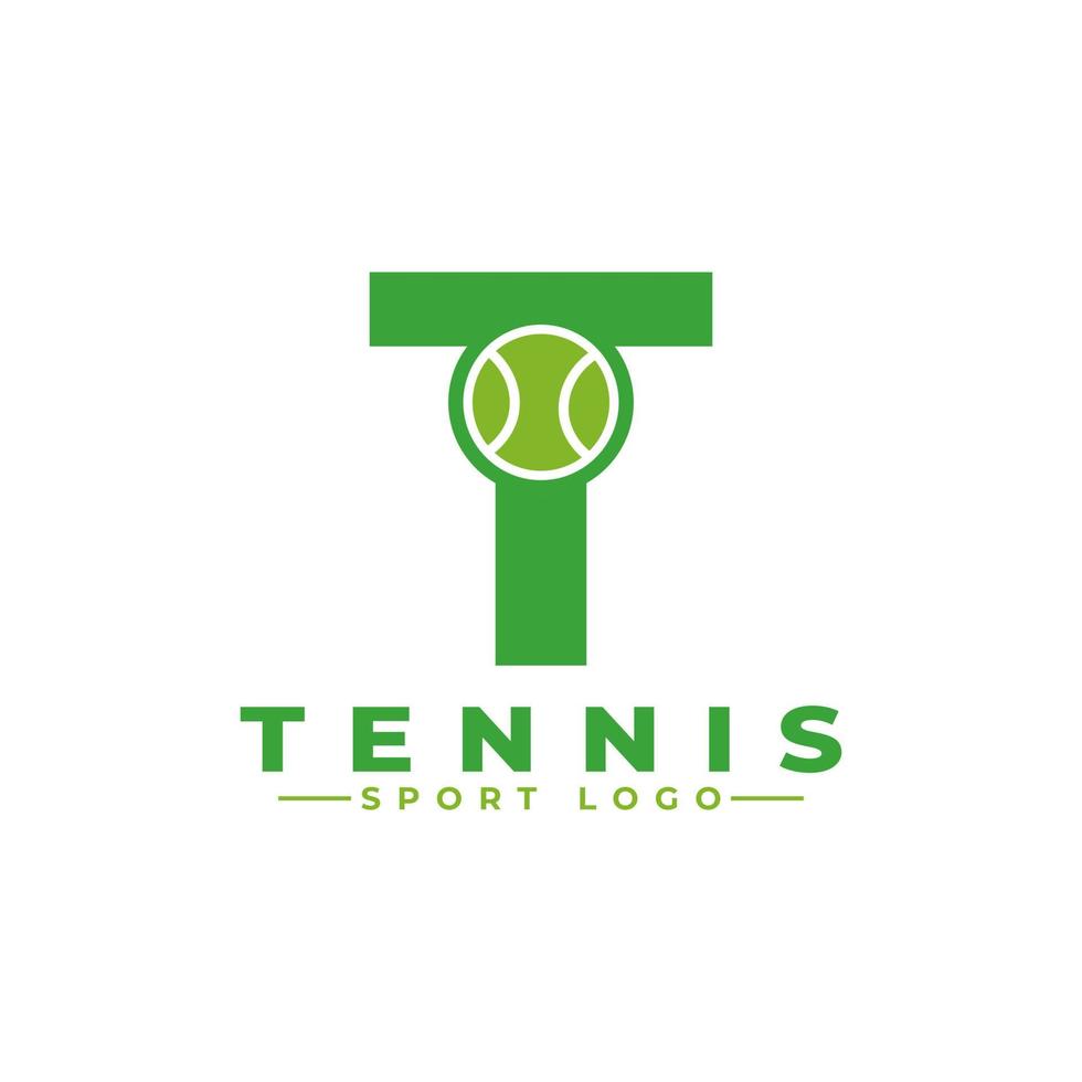 lettera t con logo tennis. elementi del modello di progettazione vettoriale per la squadra sportiva o l'identità aziendale.