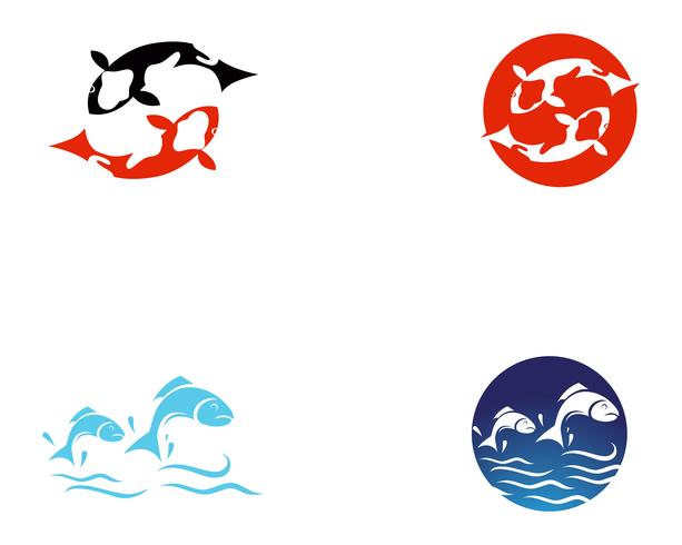 Icone del modello di vettore di logo e di simboli del pesce di Koi