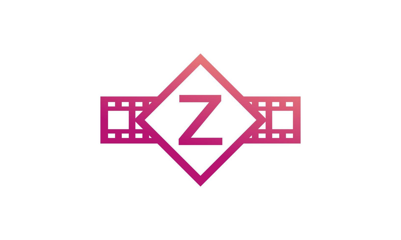 lettera iniziale z quadrato con strisce di bobina pellicola per film film cinema produzione studio logo ispirazione vettore