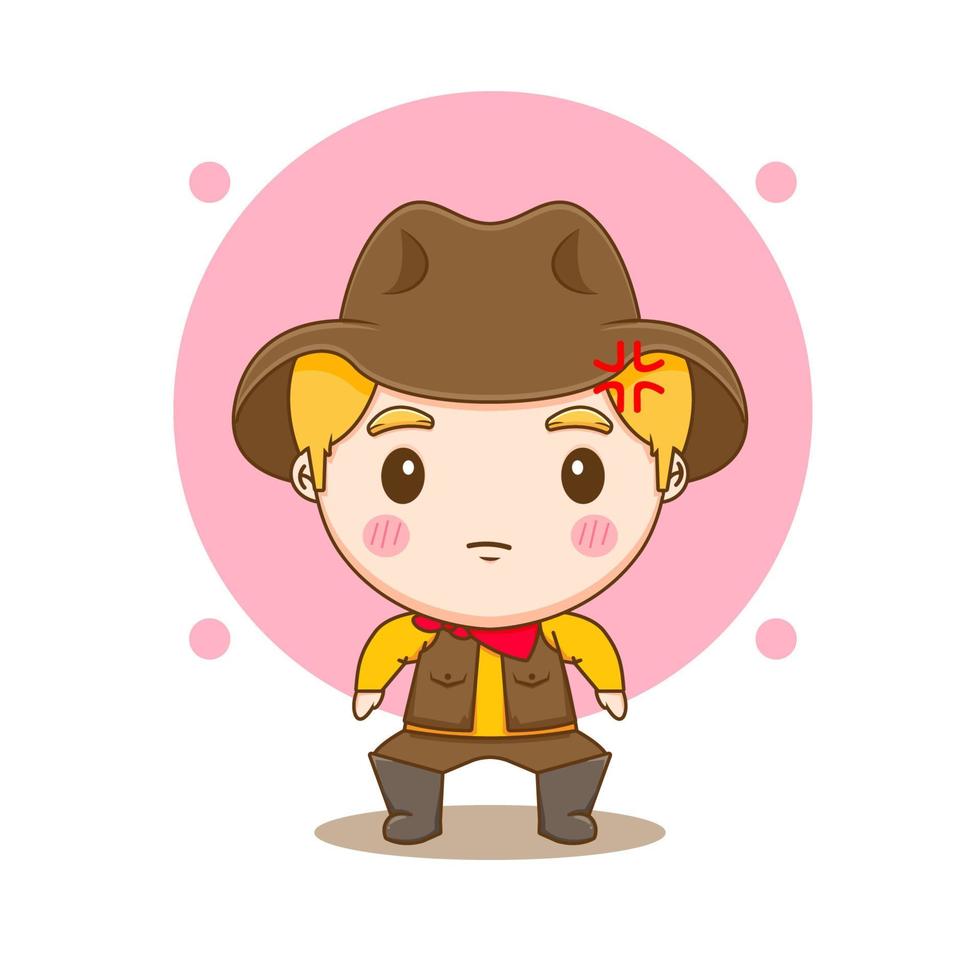 illustrazione carino sceriffo o cowboy chibi personaggio dei cartoni animati vettore
