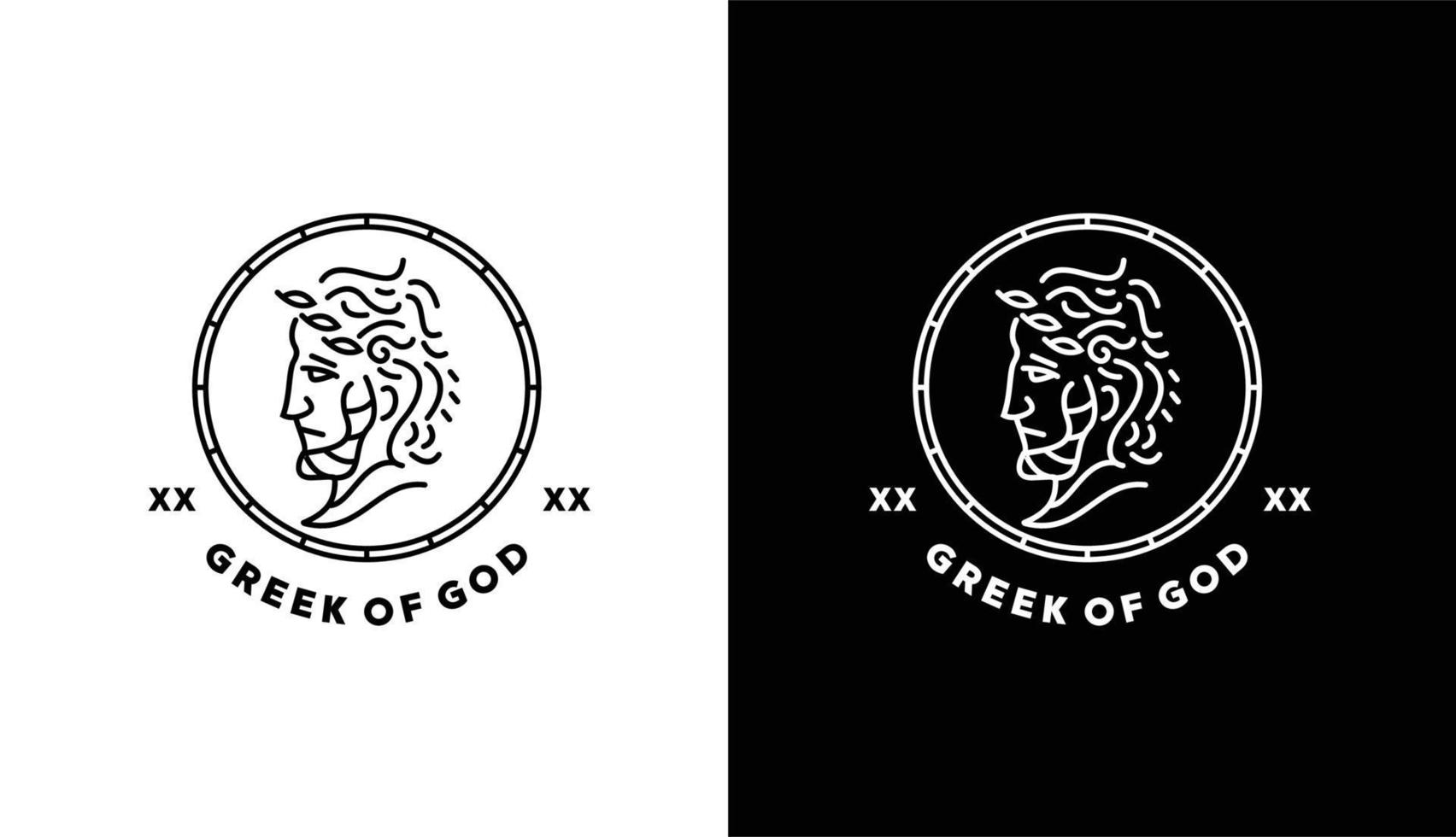 logo monoline del dio greco antico, dio minimalista semplice per modello di logo del marchio per barbiere, mercato, caffetteria o attività di progettazione grafica vettore