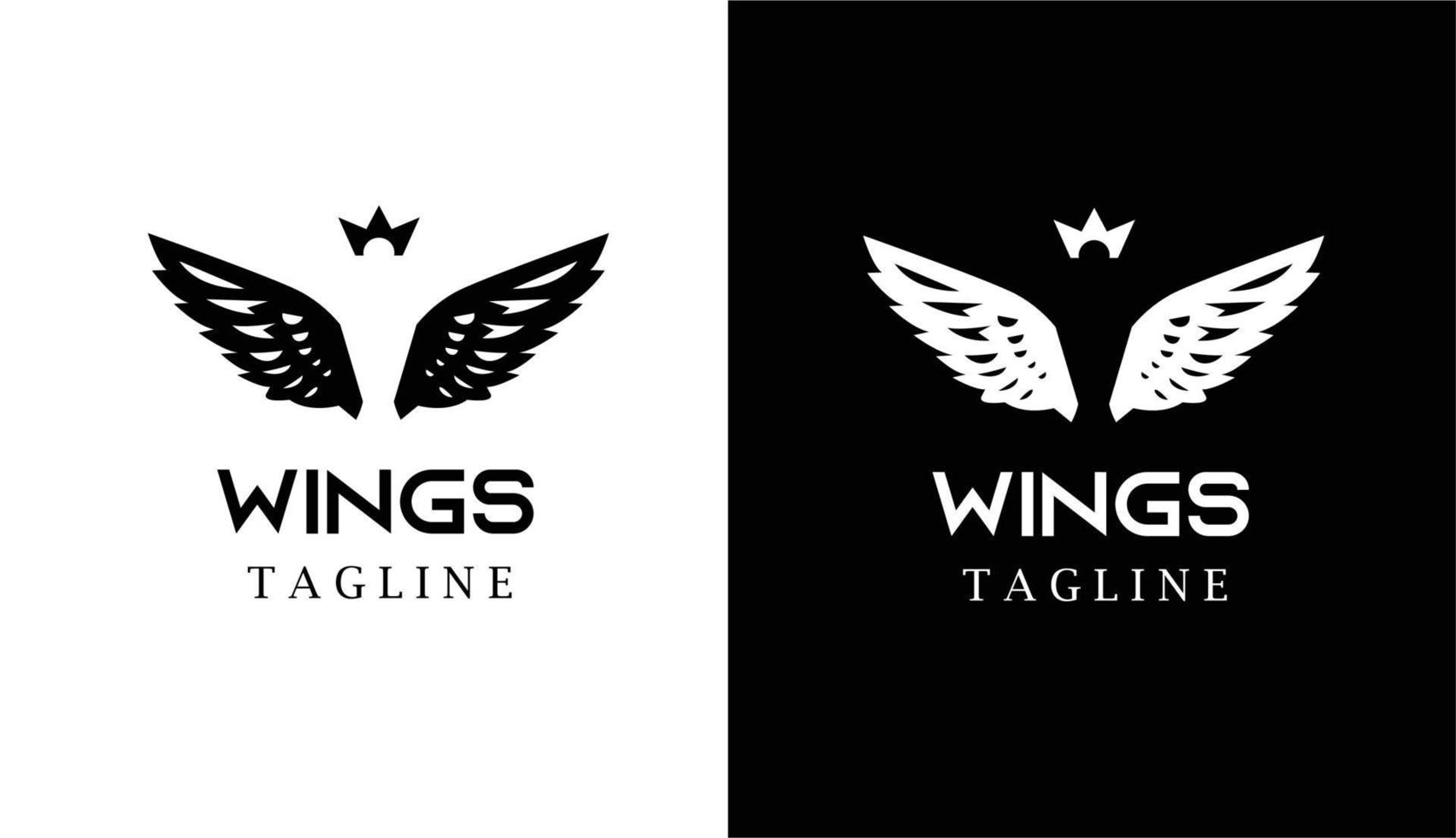 2 ali a forma di uccello, logo silhouette classica per marchio vettore