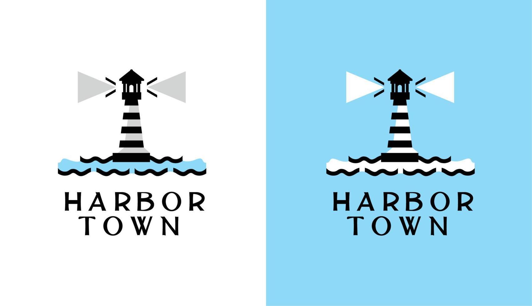 logo del porto della nave, torre della nave dalla silhouette minimalista, adatta per aziende di spedizione, caffè e altri vettore