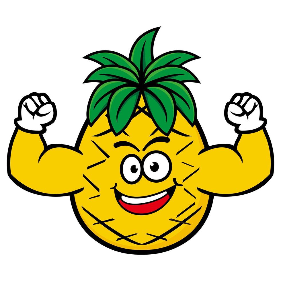 sorridente personaggio dei cartoni animati di ananas. illustrazione vettoriale isolato su sfondo bianco
