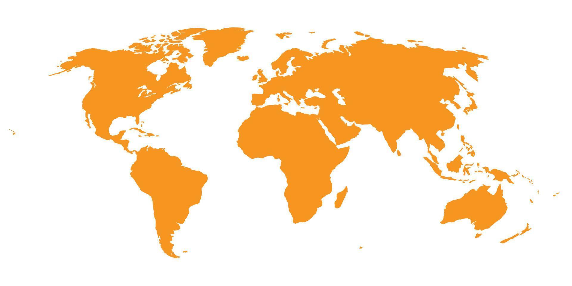 mappa del mondo su sfondo bianco. modello di mappa del mondo con continenti, nord e sud america, europa e asia, africa e australia vettore