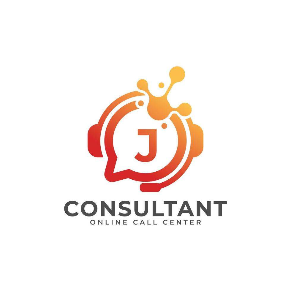 icona del logo di consulenza. modello di progettazione del logo della lettera iniziale j del consulente online vettore