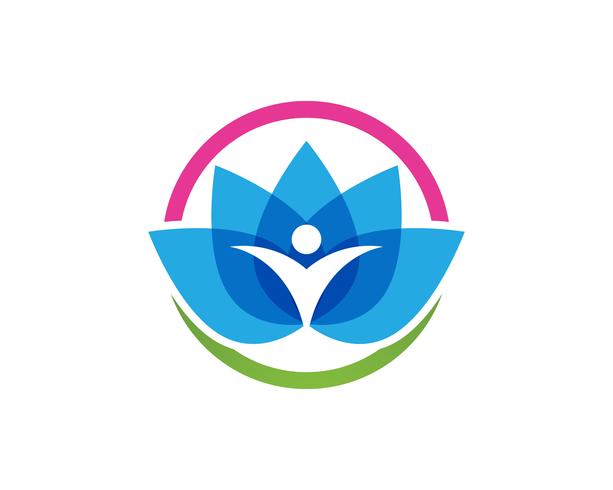 Logo e simboli di persone Lotus vettore
