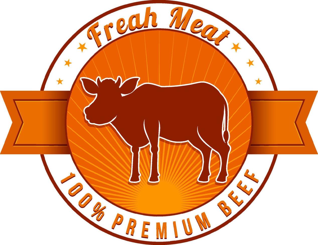 una mucca con un'etichetta di carne fresca vettore