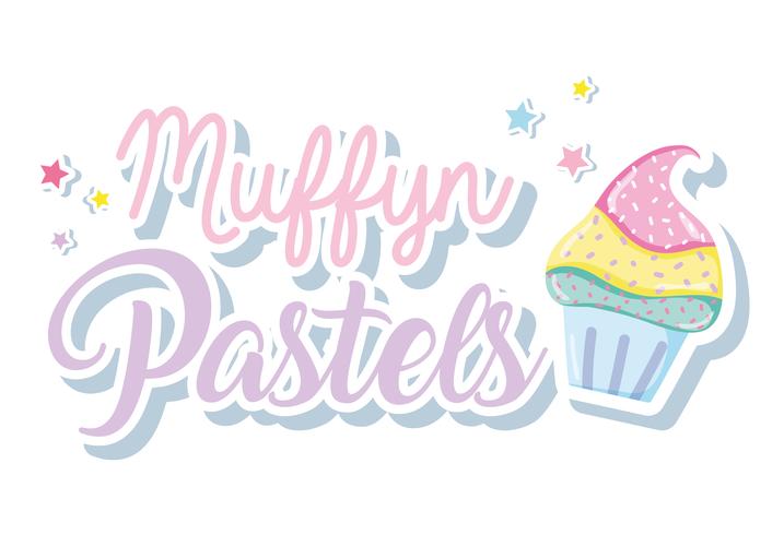 Muffin pastelli pastelli vettore
