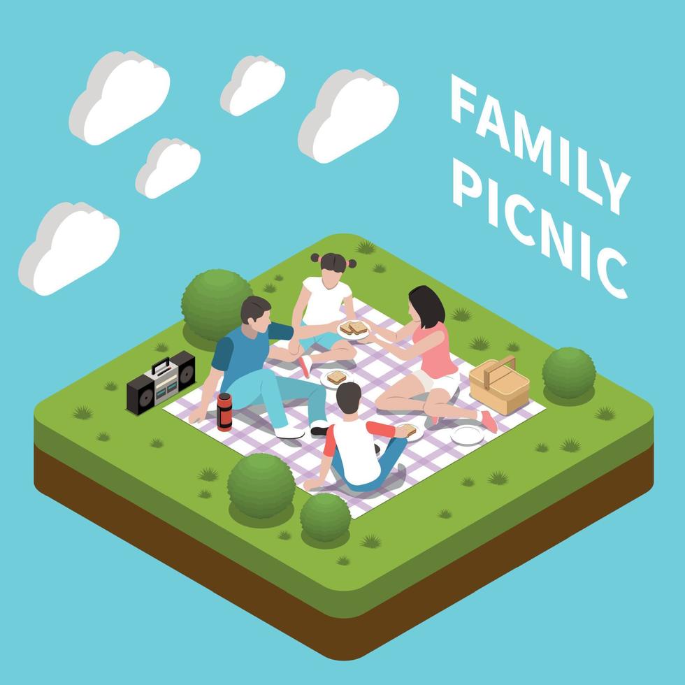 illustrazione di picnic in famiglia vettore