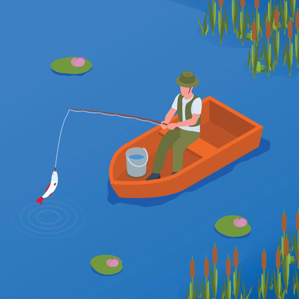 illustrazione di hobby di pesca vettore