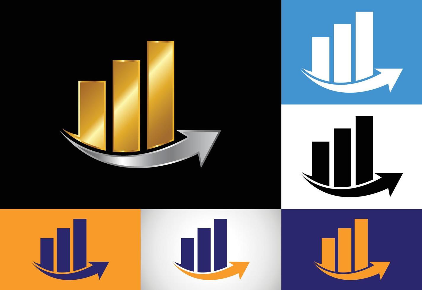 modello vettoriale per la progettazione del logo finanziario e contabile con variazioni di colore multiple