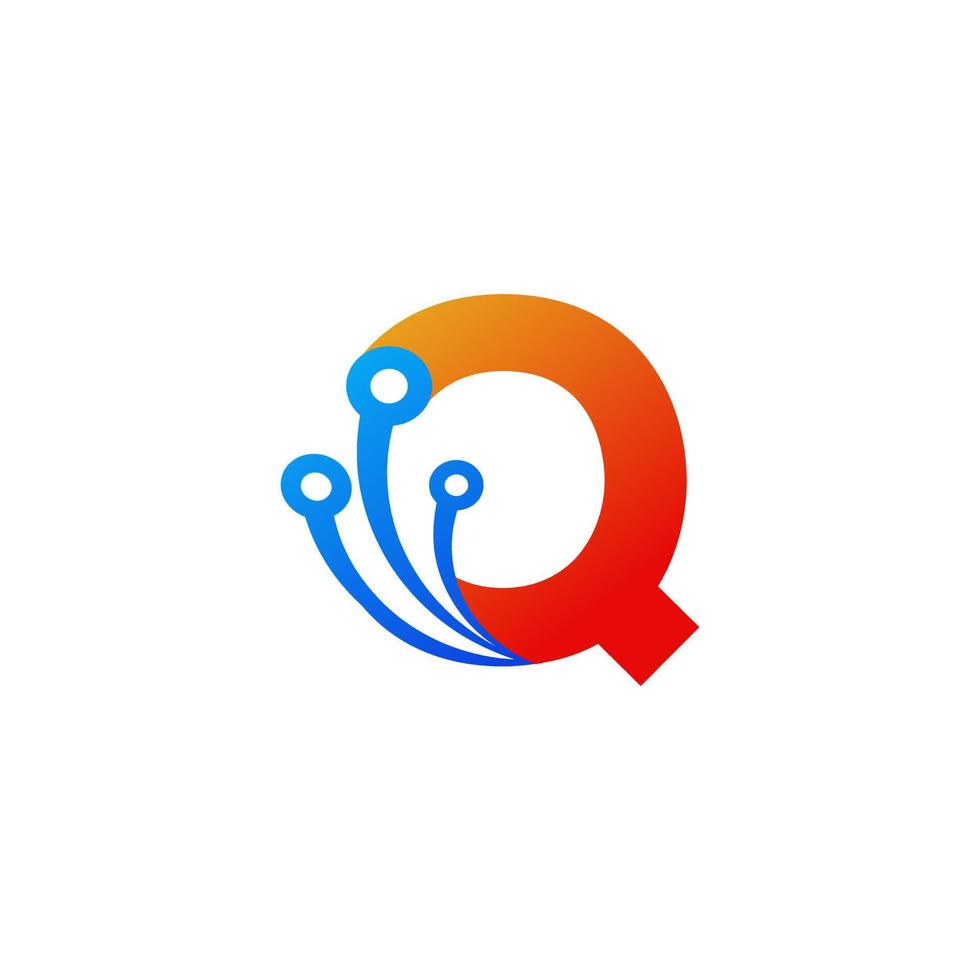 elemento del modello di progettazione del logo della tecnologia della lettera iniziale q vettore