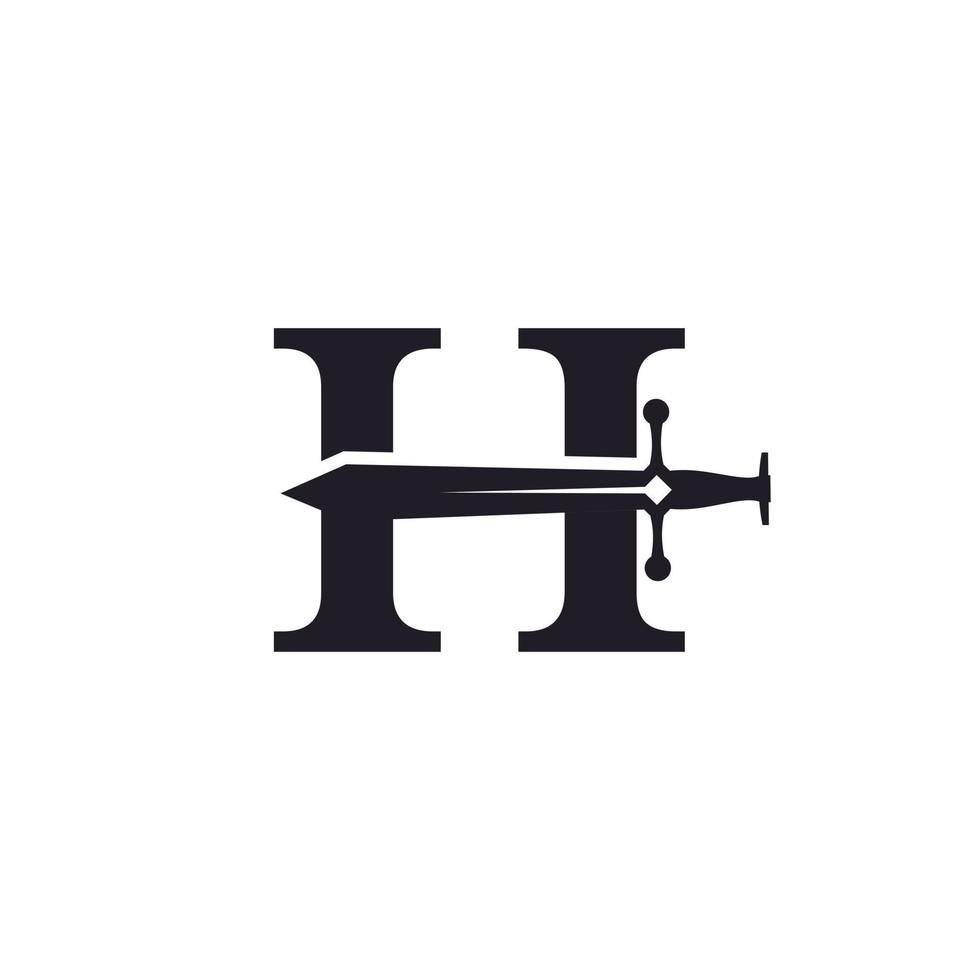 lettera h con ispirazione del modello di progettazione del logo di vettore dell'icona della spada