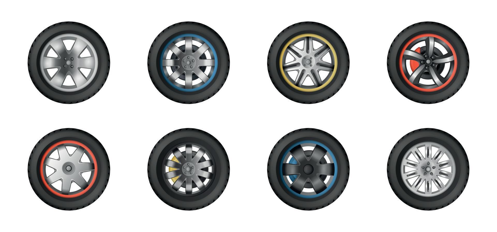 set realistico di pneumatici vettore