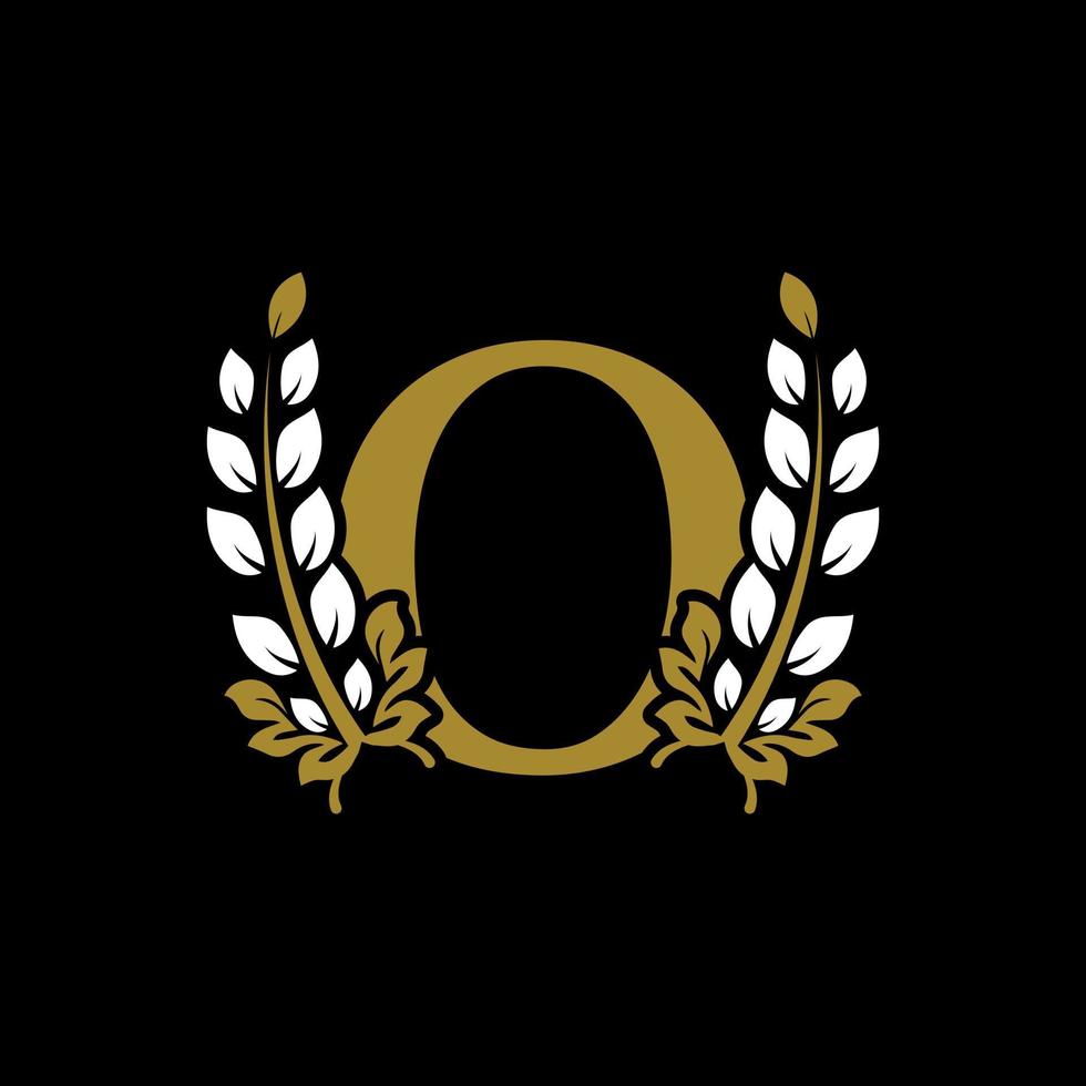 lettera iniziale o monogramma collegato logo corona d'alloro d'oro. design grazioso per ristorante, caffetteria, marchio, badge, etichetta, identità di lusso vettore