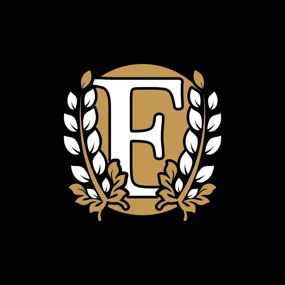 lettera iniziale e monogramma collegato corona d'alloro dorata con logo circolare. design grazioso per ristorante, caffetteria, marchio, badge, etichetta, identità di lusso vettore
