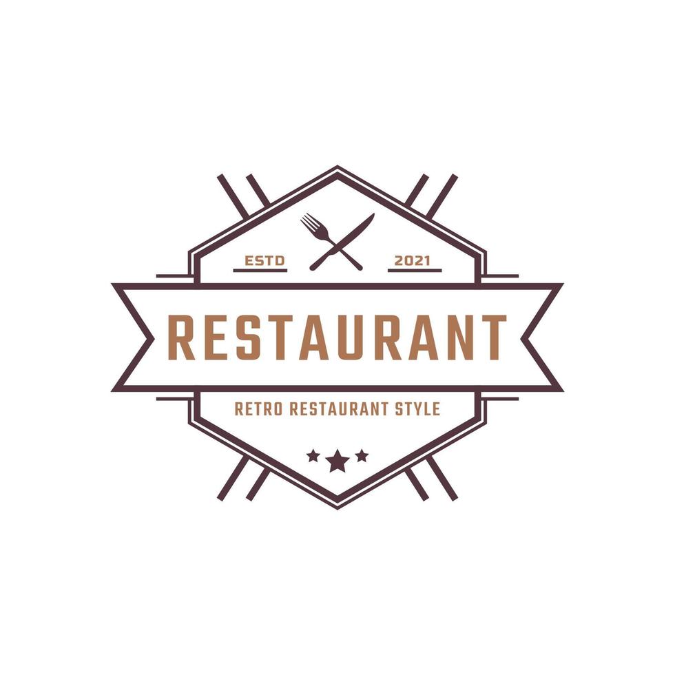 classico vintage distintivo incrociato cucchiaio forchetta coltello rustico vintage retrò per cucina cibo menu piatto ristorante logo design ispirazione vettore